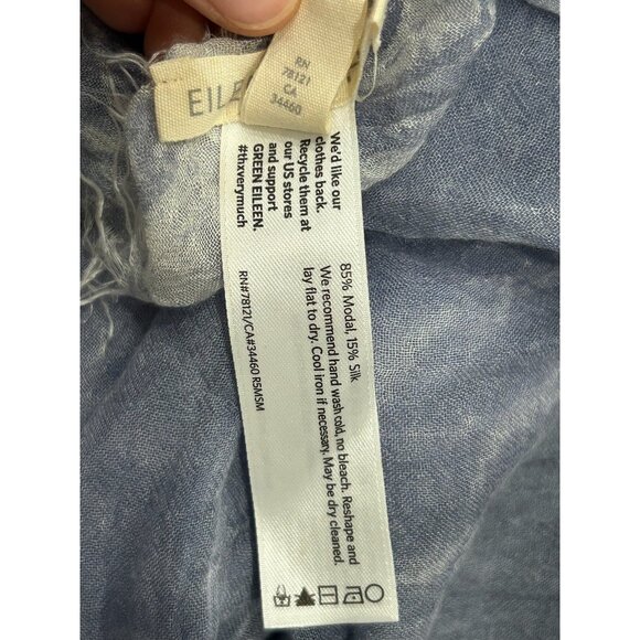 Eileen Fisher Blue White Tie Dye Whisper Silk Lightweight Scarf Made In Italy - Picture 4 of 9